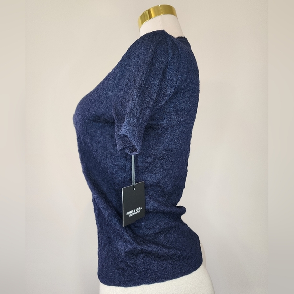 Simply Vera Wang Navy Blue Short Sleeved Top NWT - Picture 4 of 9